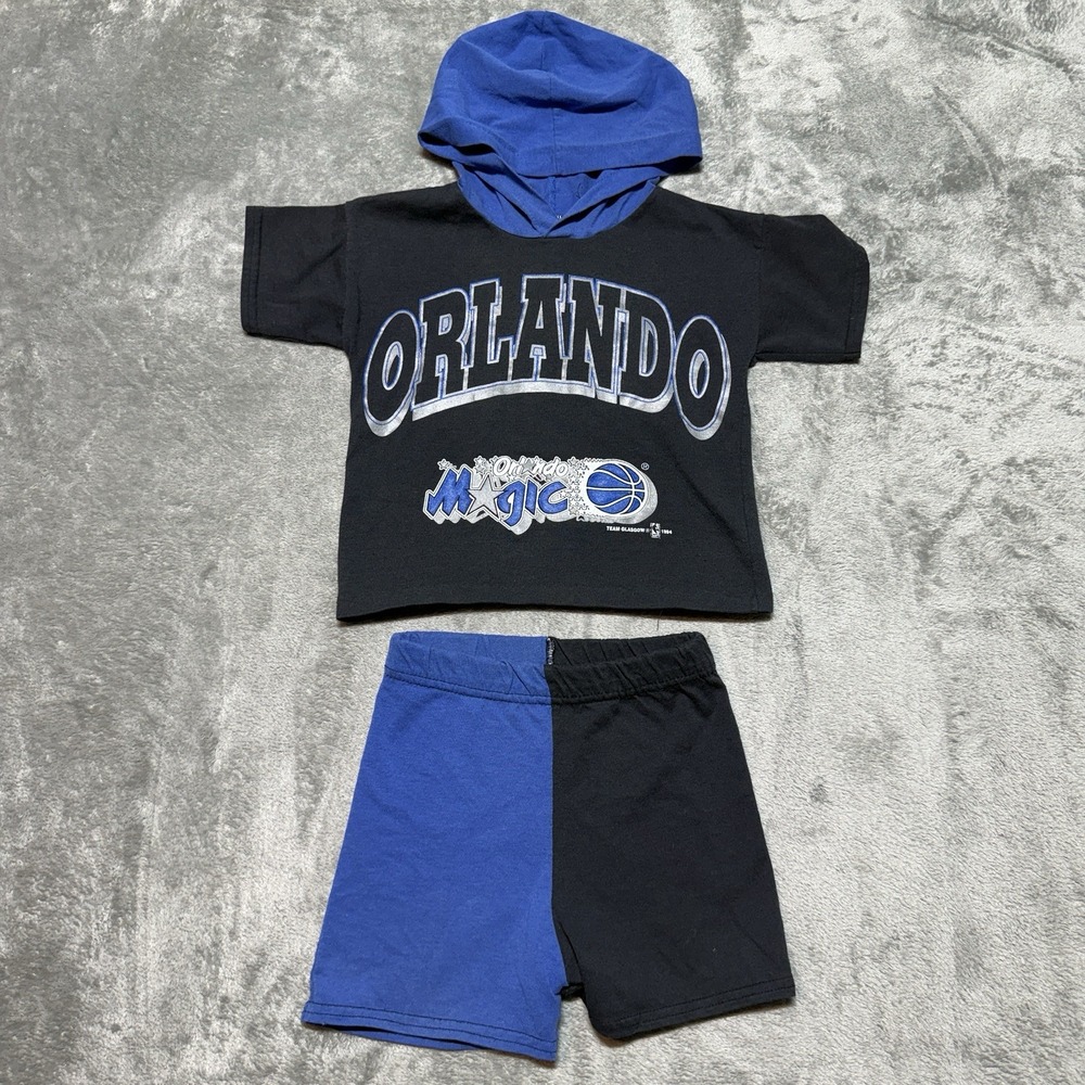 Vintage 1994 Orlando Magic Kids 4-5 Hooded Shirt Shorts Set Sportonics 2pc